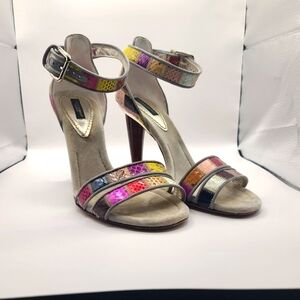 Pink Dolce & Gabbana Exotic Leather Strap Heel Size 39.5